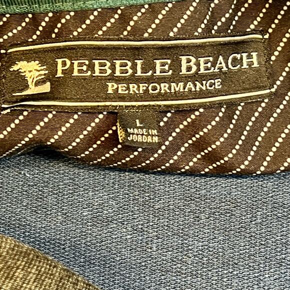 Pebble Beach Performance Golf 1/4 Zip Pullover L Dark Blue w/ Grey Contrast Trim - Picture 2 of 8